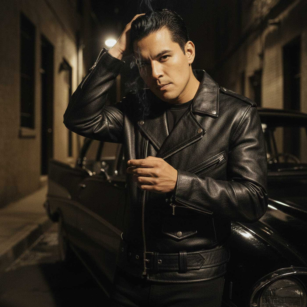 Event Leather EL5411 Men's Black Classic Side Lace Motorcycle Leather Jacket – Motorcycle Riding Jackets