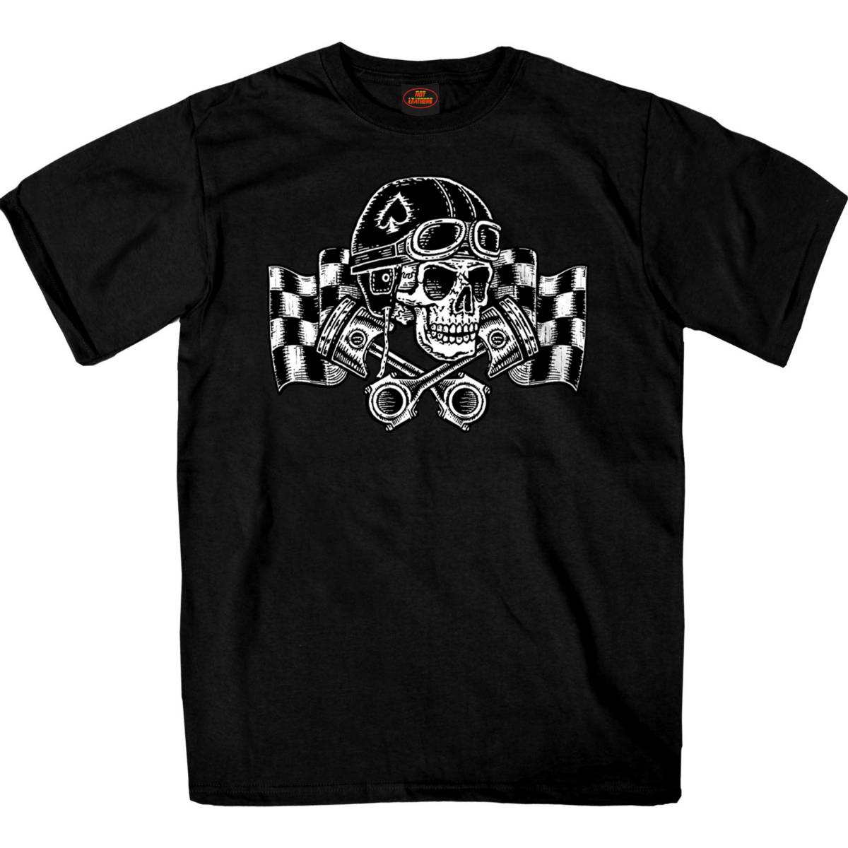 Hot Leathers GMS1549 Men's Black Vintage Racing Skull Printed T-Shirt