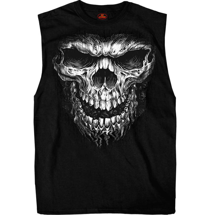 Hot Leathers GMT3202 Men’s Black and White Shredder Skull Tank Top Shirt