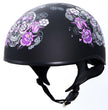 Hot Leathers HLD1031 Sugar Skull Flat Black Motorcycle DOT Approved Skull Cap Half Biker Helmet