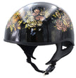 Hot Leathers HLD1034 Butterfly Lock Gloss Black Motorcycle DOT Approved Skull Cap Half Biker Helmet