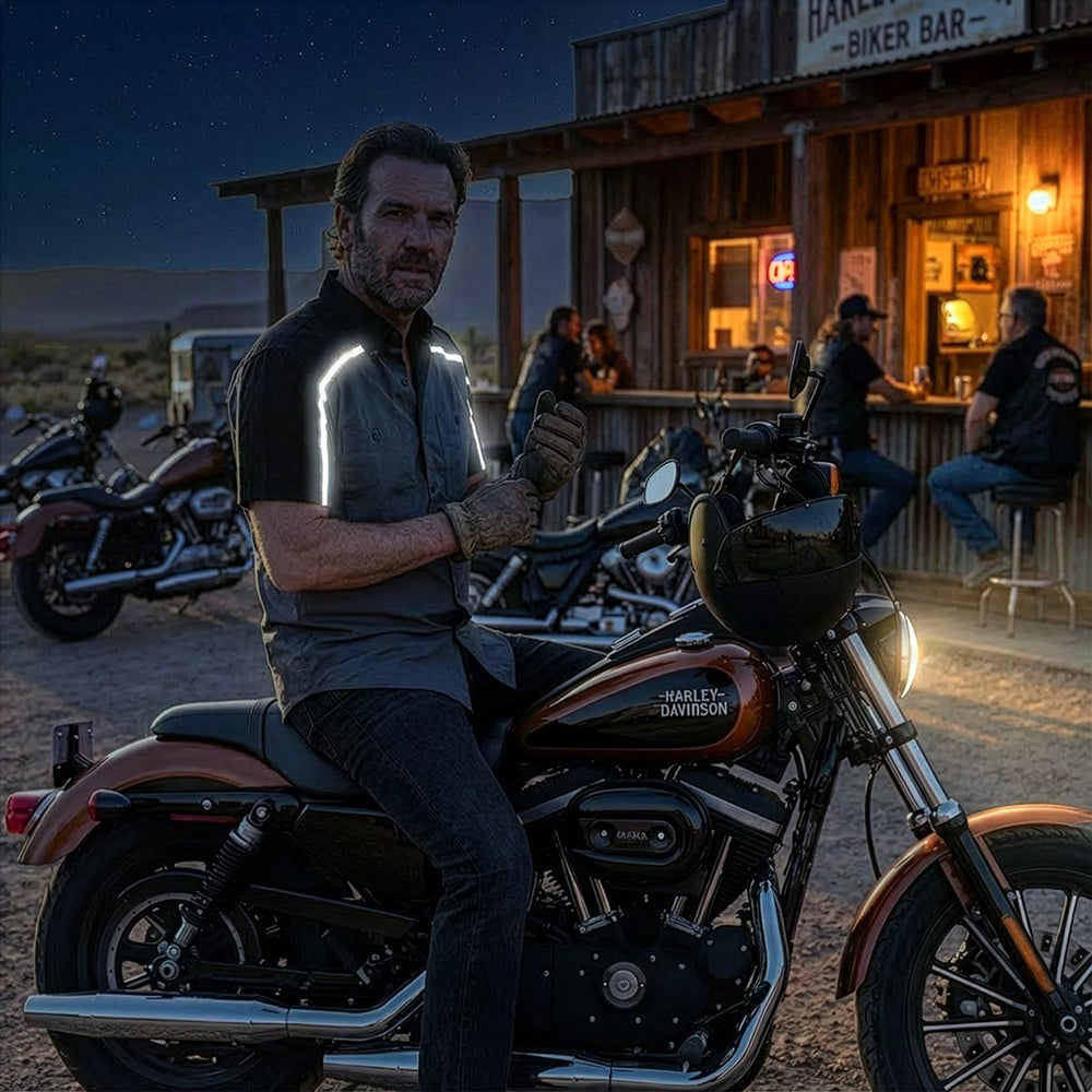 Milwaukee Motorcycle Clothing Co. Men’s Delco Gray/Black Mechanic Rider Ready Shirt w/ Reflective Strip MDM11605