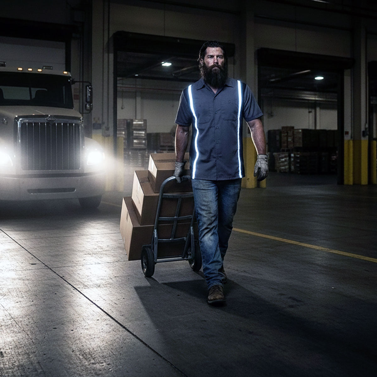 Milwaukee Motorcycle Clothing Co. Men’s Blk/Grey Mechanic Work Shirt – w / Reflective Strip, Rider‑Built MDM11612