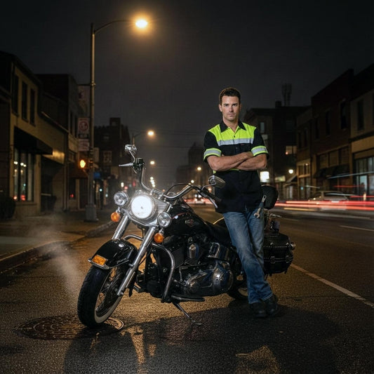 Milwaukee Motorcycle Clothing Co. Men’s Safeway Green/Black Mechanic Rider Ready Shirt w/ Reflective Strip MDM11613