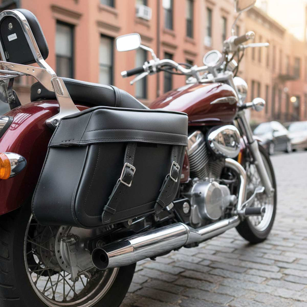 Milwaukee Performance MP8325 Black Zip Off PVC Throw Over Saddlebags with Double Strap Front