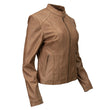 Milwaukee Leather LKL2736 Women's Cognac Premium Leather Scuba Style Biker Jacket w/ Mandarin Collar
