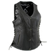 Milwaukee Leather LKL4711 Women's Black Premium Leather Motorcycle Vest with Side Lace Adjustment