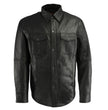 Milwaukee Leather LKM1601 Men's Black Lightweight Snap Front Casual Biker Leather Shirt