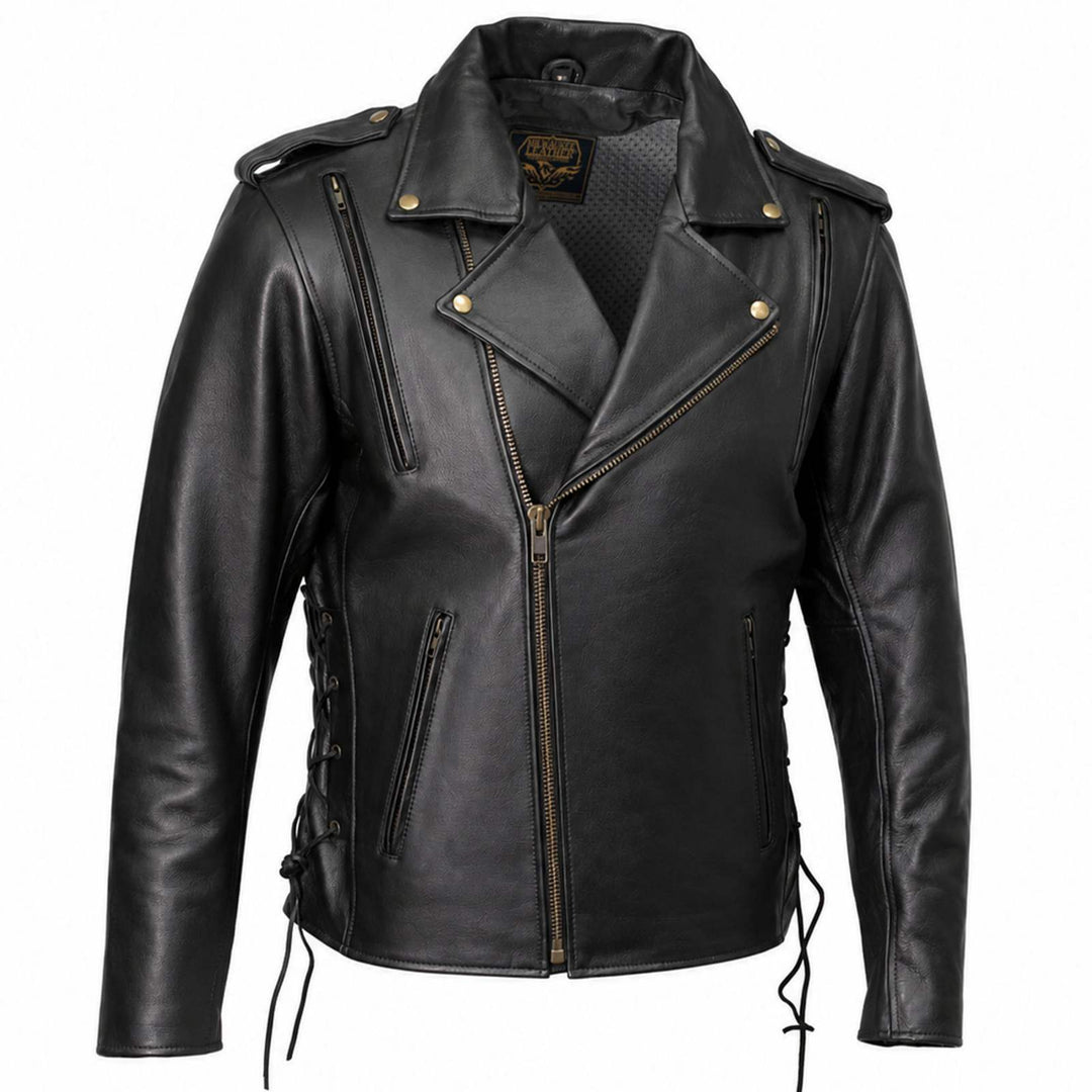 Milwaukee Leather LKM17004 Men's Classic Premium Black Vented Motorcycle Leather Biker Riders Jacket