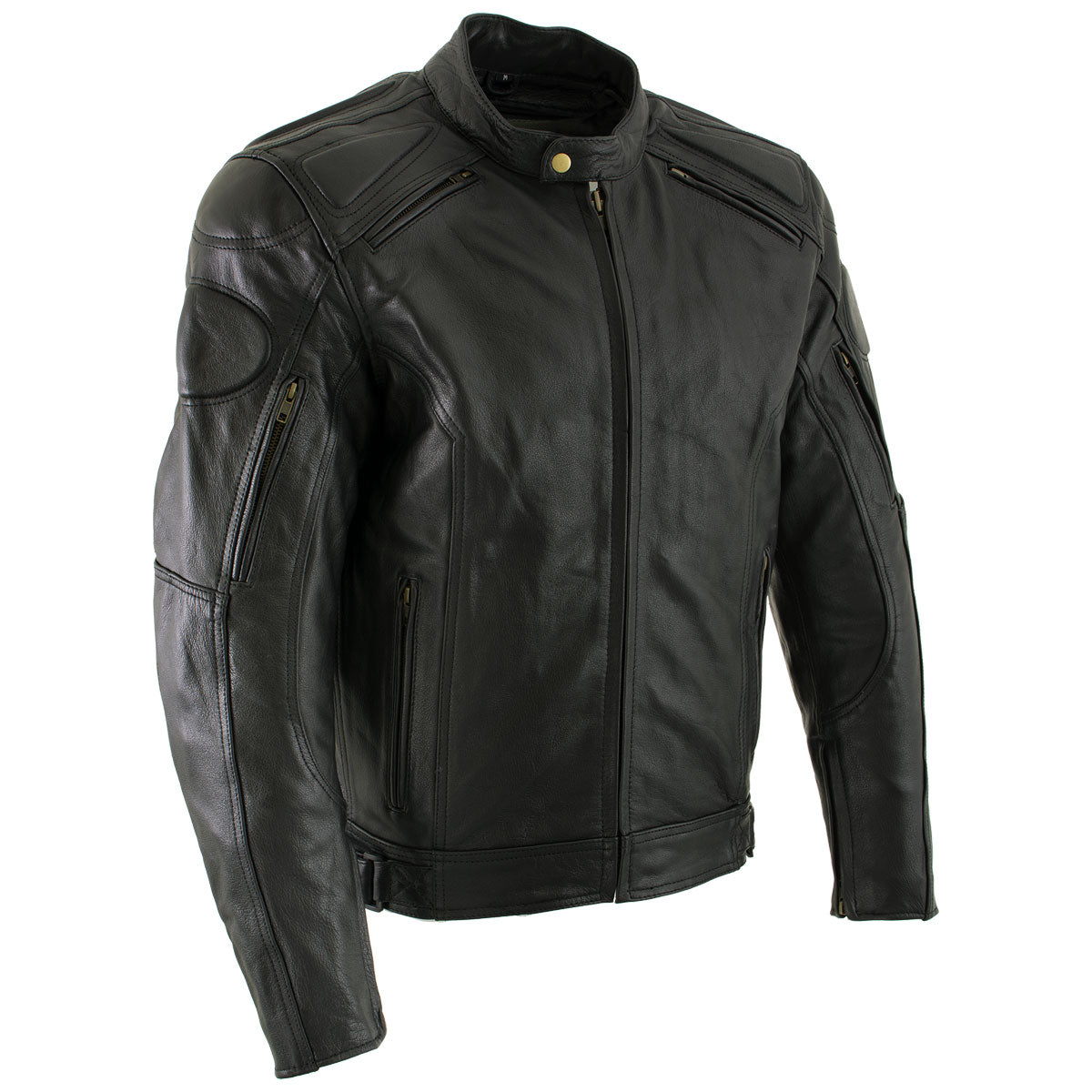 Milwaukee Leather LKM7005 Men's Premium Black Leather Racer Style Motorcycle Jacket with CE Armor