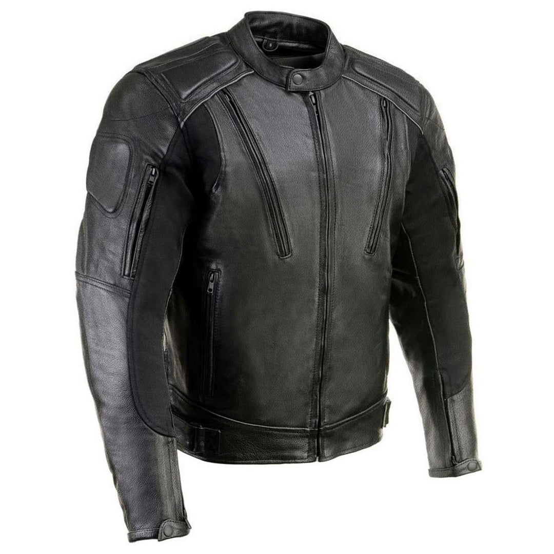 Milwaukee Leather LKM17007 Men's Premium Black Leather Motorcycle Bikers Rider Jacket w/ CE Armor