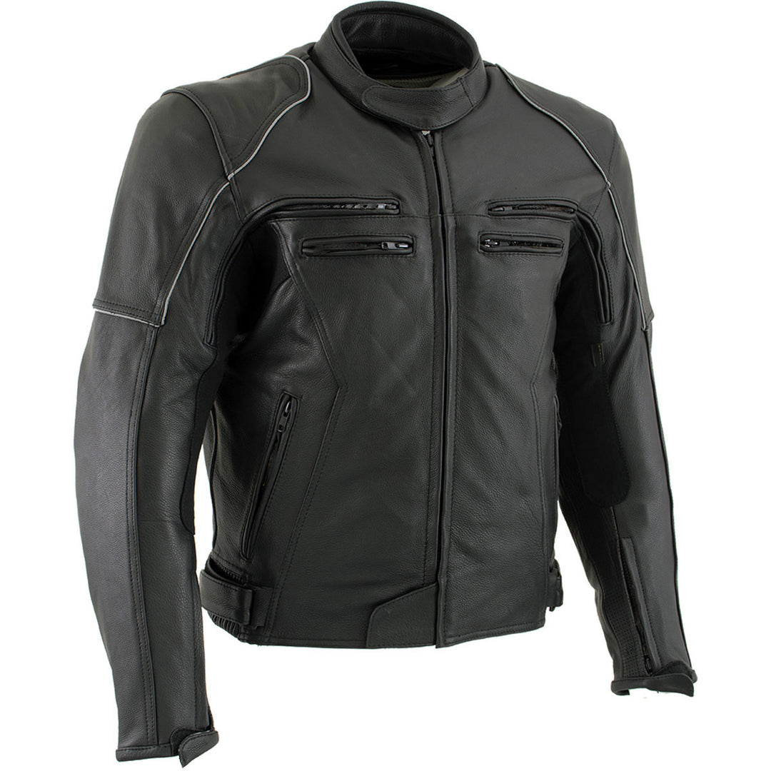 Milwaukee Leather LM17013 Men's Premium Black Advanced Leather Motorcycle Jacket w/ CE Armor Protection