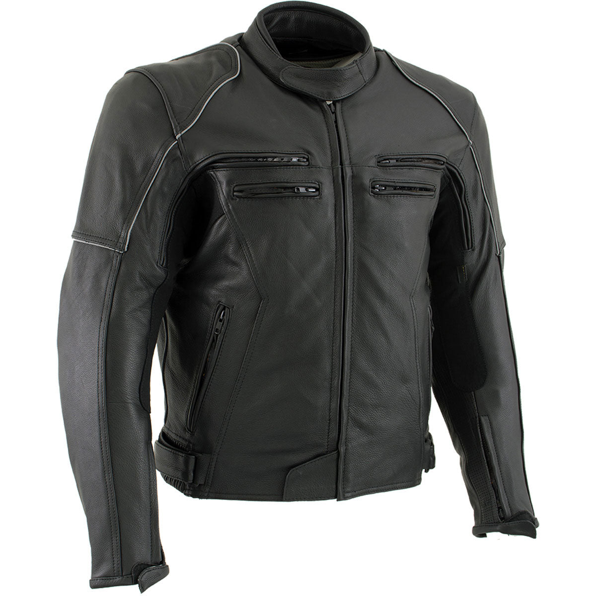 Milwaukee Leather LM17013 Men's Premium Black Advanced Leather Motorcycle Jacket w/ CE Armor Protection
