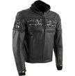 Milwaukee Leather Men's Futile CE Armored Leather Motorcycle Jacket w/ Hoodie Liner, Reflective Skull - LKM17016