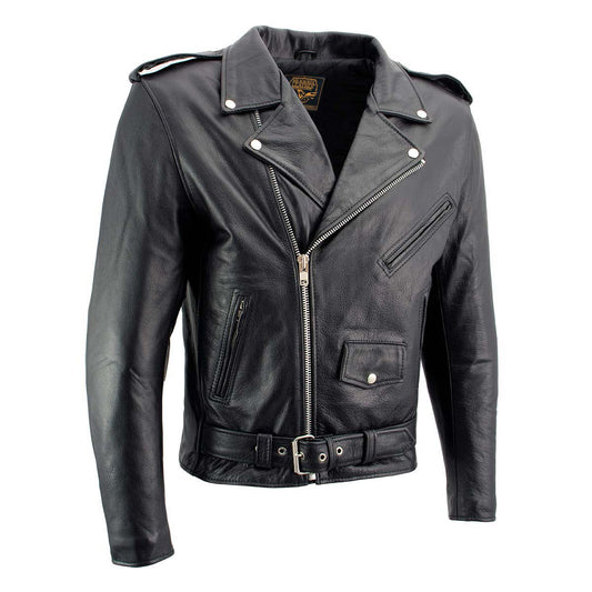 Milwaukee Leather Men's Classic Armored Black Leather Motorcycle Jacket w/ CE Armor - LKM17020