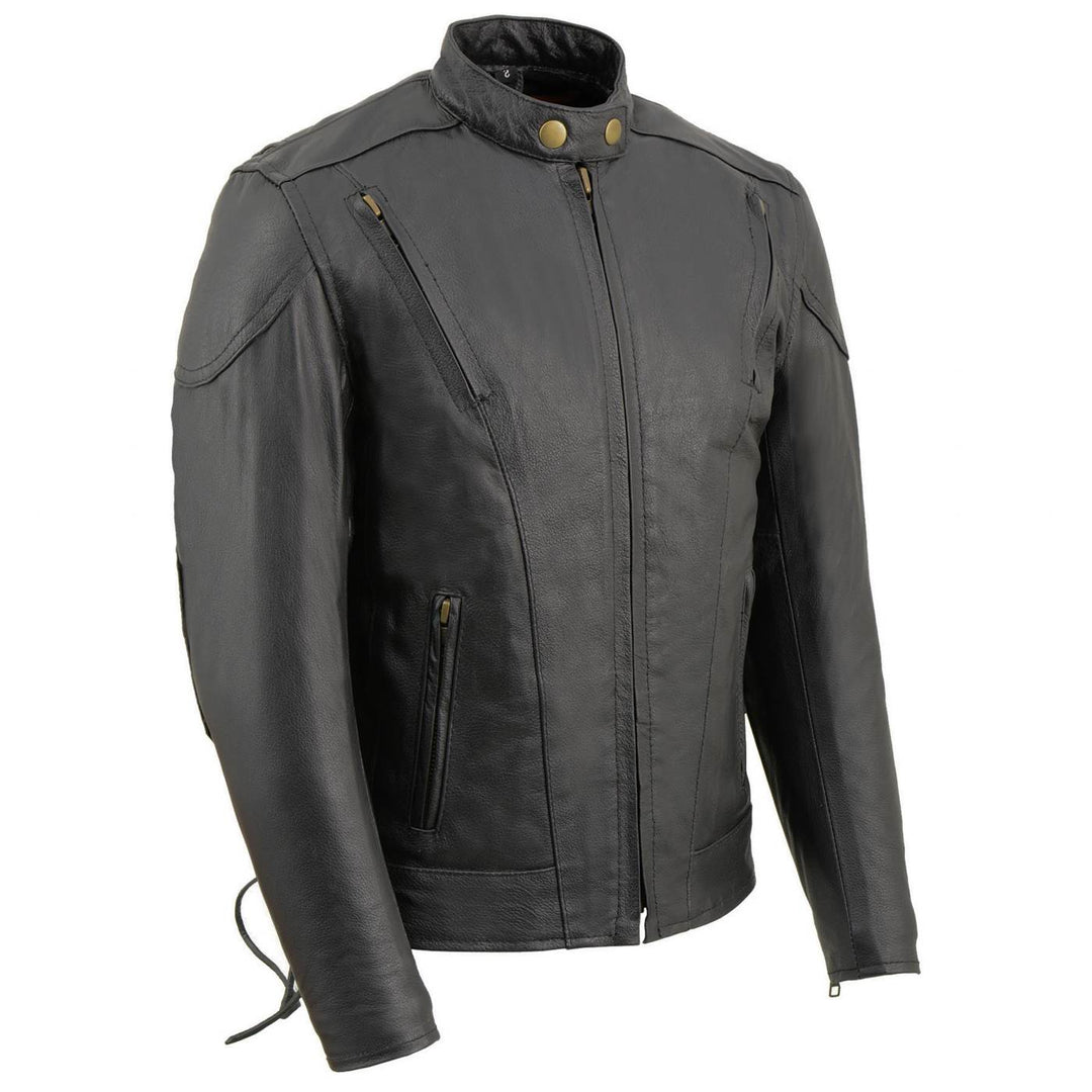 Milwaukee Leather LKM1900 Boy's Black Leather Side Lace Vented Moto Jacket