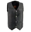 Milwaukee Leather LKM3700 Men's Classic Black Leather Motorcycle Rider Vest w/ Buffalo Nickel Snaps Closure
