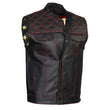Milwaukee Leather LKM3782 Men's Classic Black Premium Leather Motorcycle Vest with USA Flag Liner