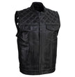 Milwaukee Leather LKM3784 Men's Classic Black Leather Motorcycle Rider Vest Stars and Stripes Design w/ USA Flag Liner