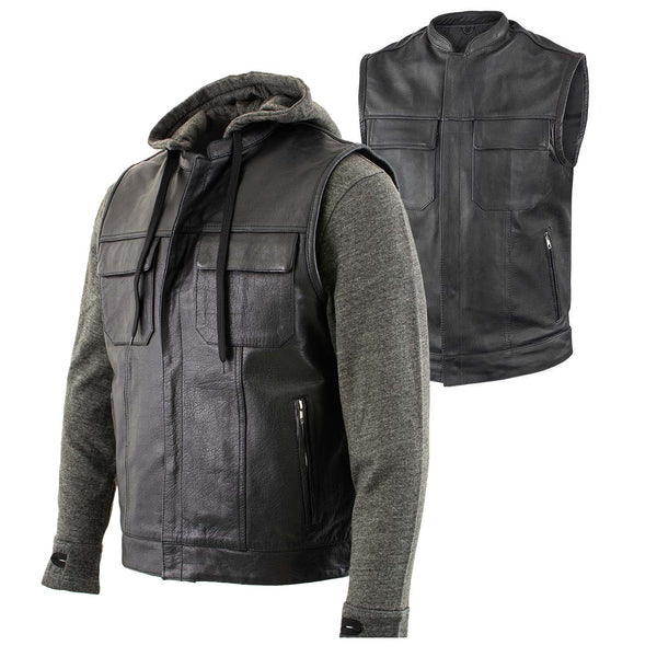 Milwaukee Leather LKM3785 Men's 2 in 1 Classic Black Premium