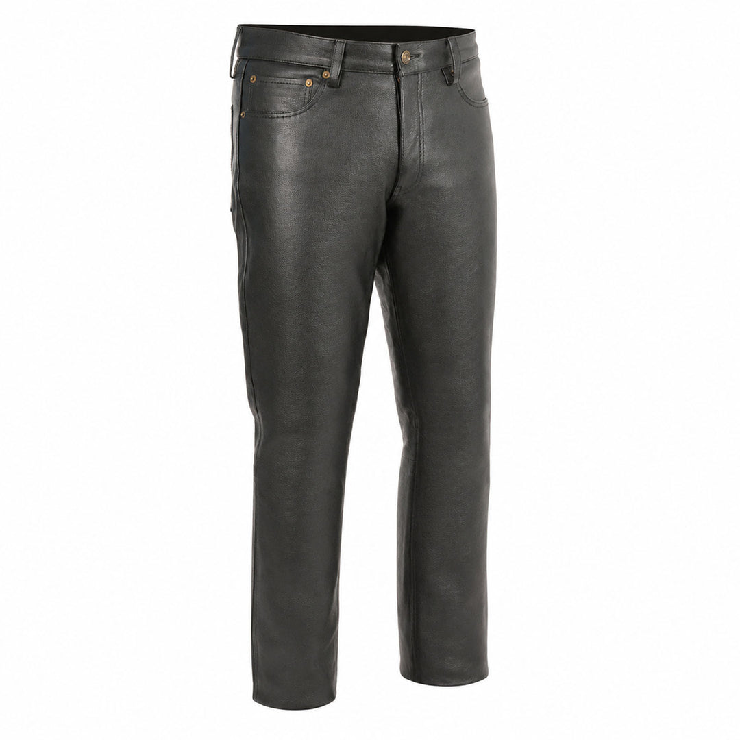 Milwaukee Leather LKM5718 Men's Classic Black Loose Fitted Motorcycle Casual Leather Biker Pants