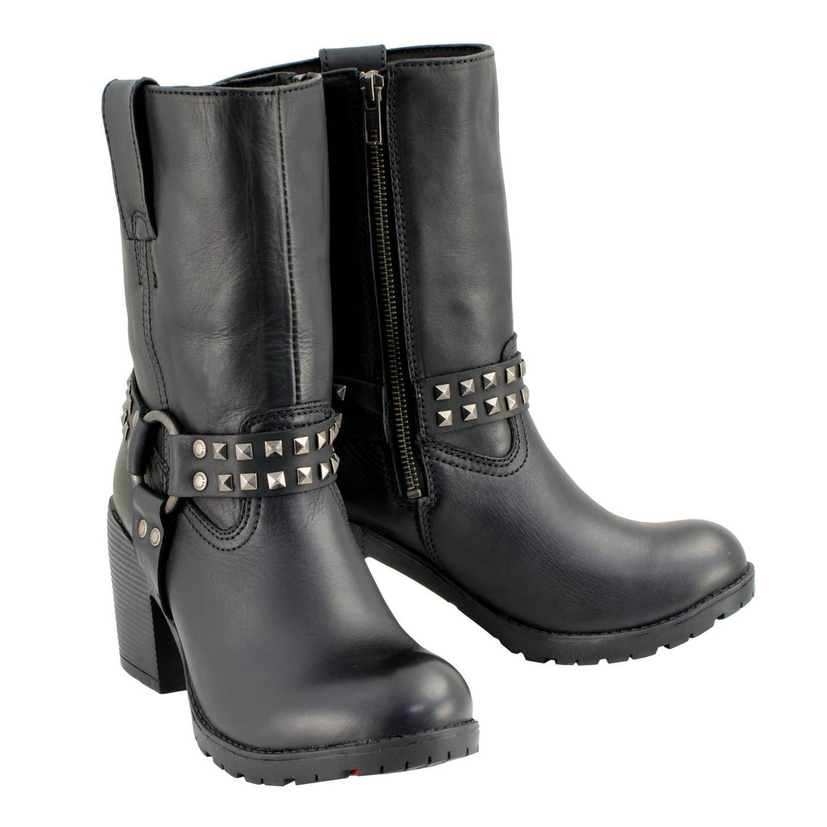 Milwaukee Leather Women’s Black Leather Harness Motorcycle Boots MBL9314