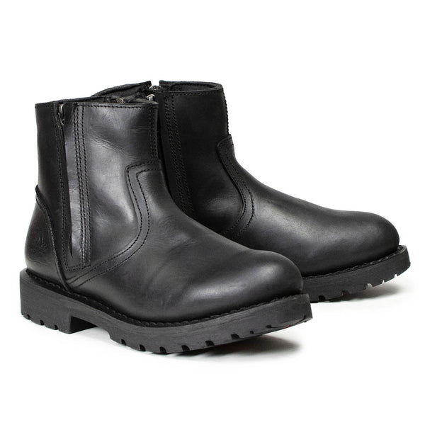 MMCC Men's Kick Start 7” Black Top Grain Leather Motorcycle Boots