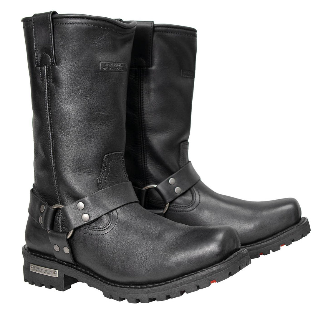Milwaukee Leather Men's Dark Rider Black Harness Boots, MBM9022