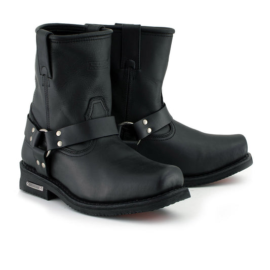 Milwaukee Leather Men's Black Butch Short Harness Boots, MBM9023