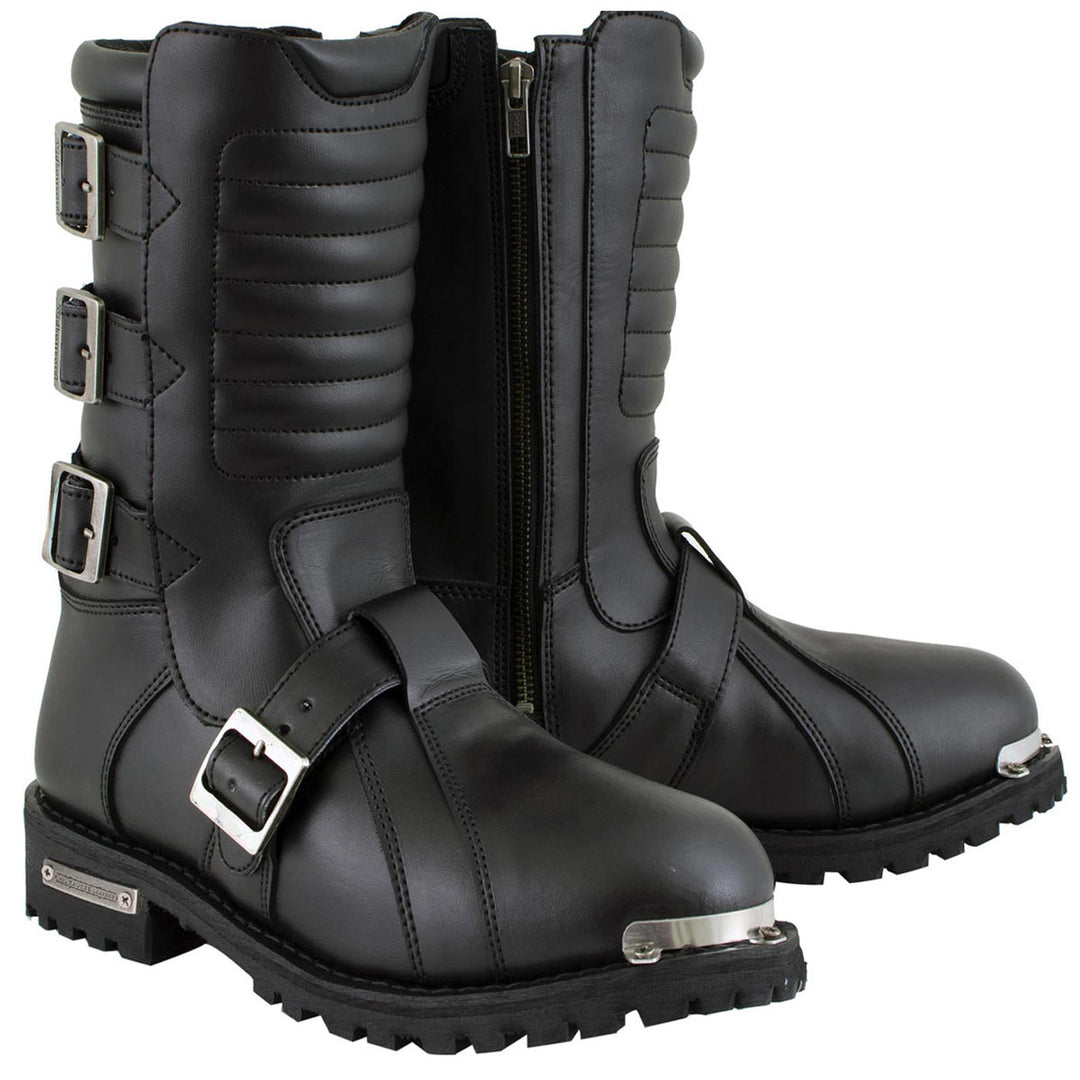 Milwaukee Leather Men's Executioner Black Buckle Boots, MBM9039