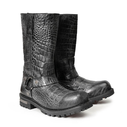 Milwaukee Leather Men’s Crocodile-Embossed Leather Motorcycle Boots