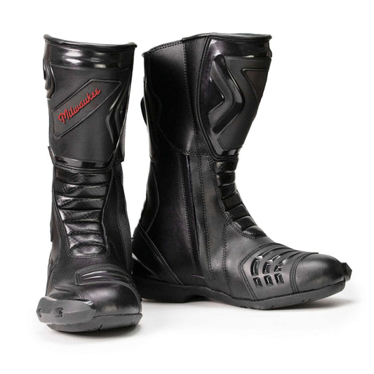 MMCC Men’s Type‑R Sport Boots – Black Waterproof Leather w/ Shift Protection & Quick Closure - MBM9181