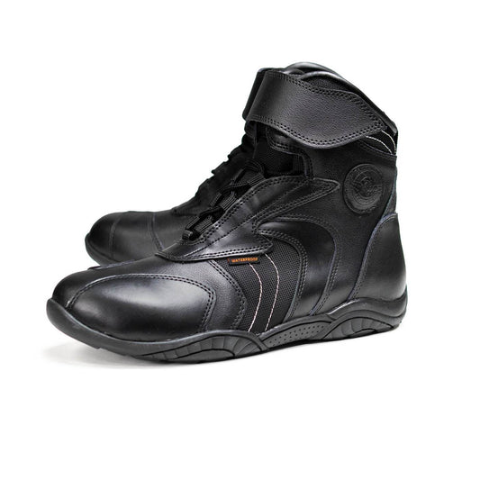 Milwaukee Leather Men's Troop Sport Black Waterproof Leather Motorcycle Racer Style Boots - MBM9185