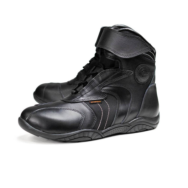 Milwaukee Leather Men's Troop Sport Black Waterproof Leather Motorcycle Racer Style Boots - MBM9185