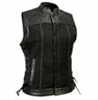 Milwaukee Leather MDL4052 Women's 'Skelly' Black Motorcycle Denim Vest w/ Skull Embroidery