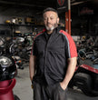 Milwaukee Motorcycle Clothing Co. Men’s Blk/Red Mechanic Work Shirt – w / Reflective Strip, Rider‑Built MDM11606