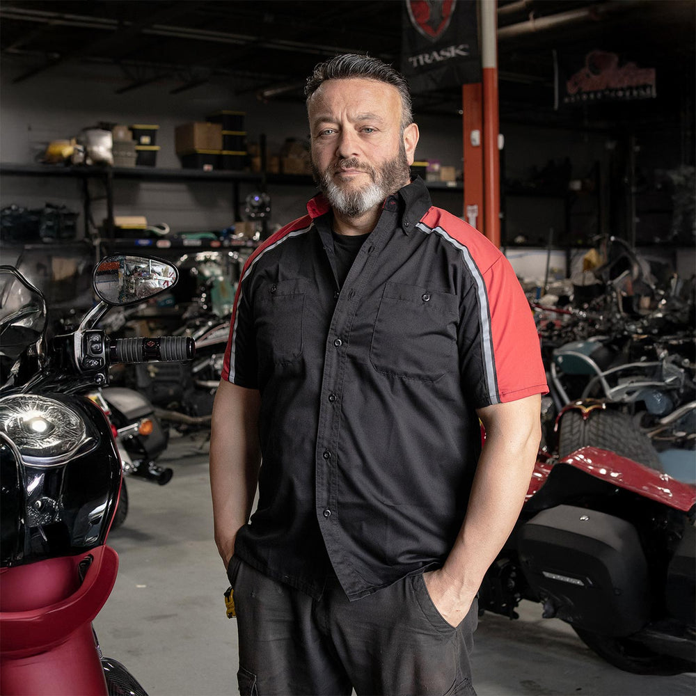 Milwaukee Motorcycle Clothing Co. Men's Red Mechanic Shirt, MDM11606
