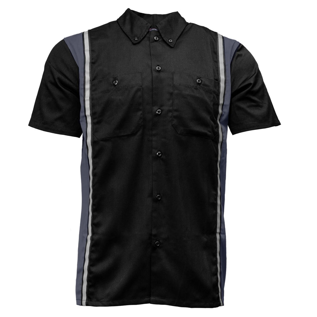 Milwaukee Motorcycle Clothing Co. Men’s Blk/Grey Mechanic Work Shirt – w / Reflective Strip, Rider‑Built MDM11608