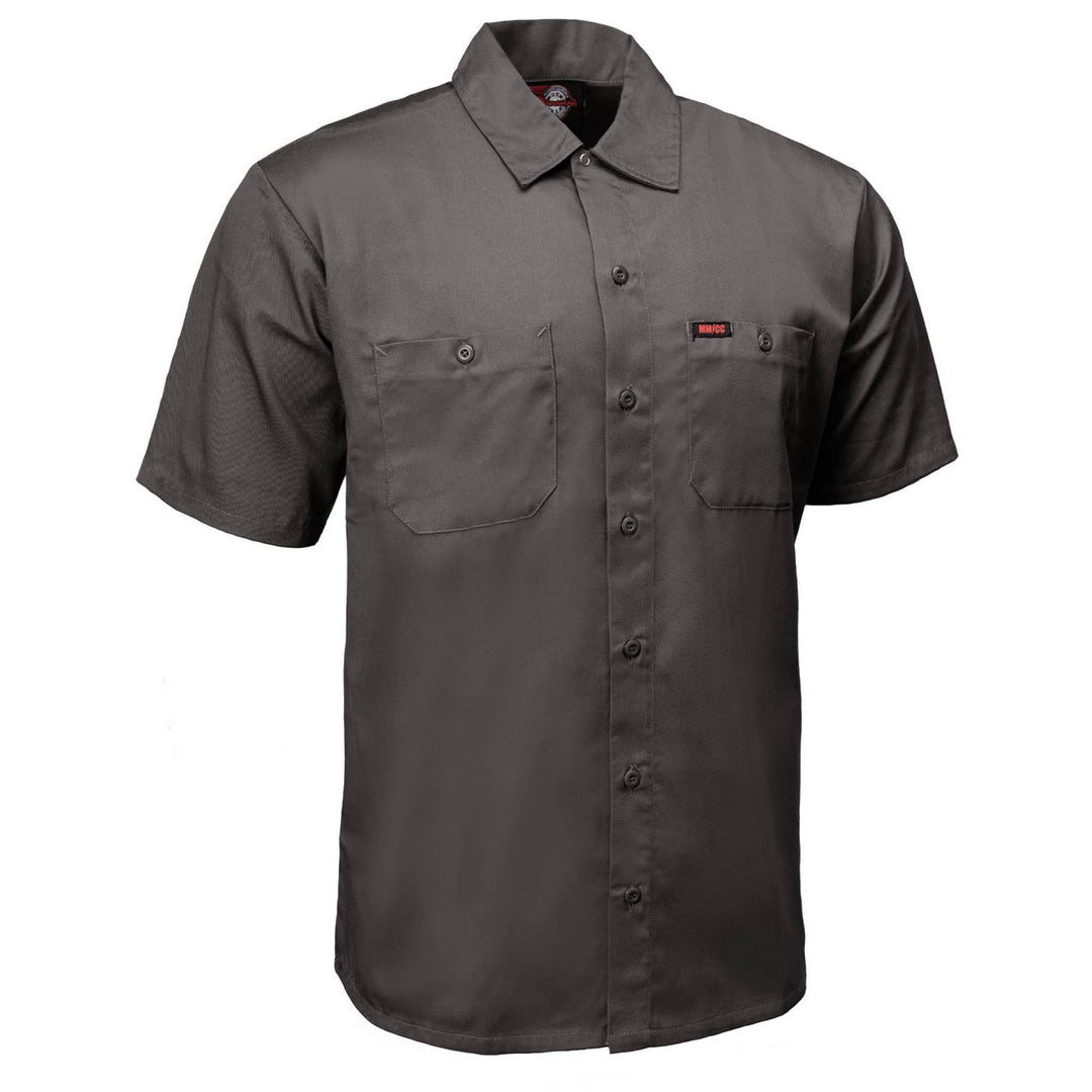 MMCC Men's Grey Super Duty Classic Mechanic Button Up Shirt - 2 Chest Pockets - Microfiber Panel - MDM11628