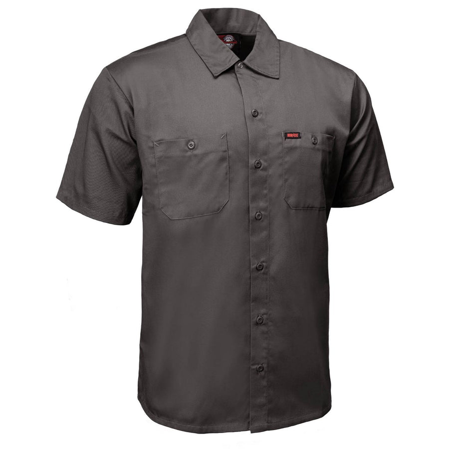 MMCC Men's Steel Grey Super Duty Classic Mechanic Button Up Shirt - 2 Chest Pockets - Microfiber Panel - MDM11628