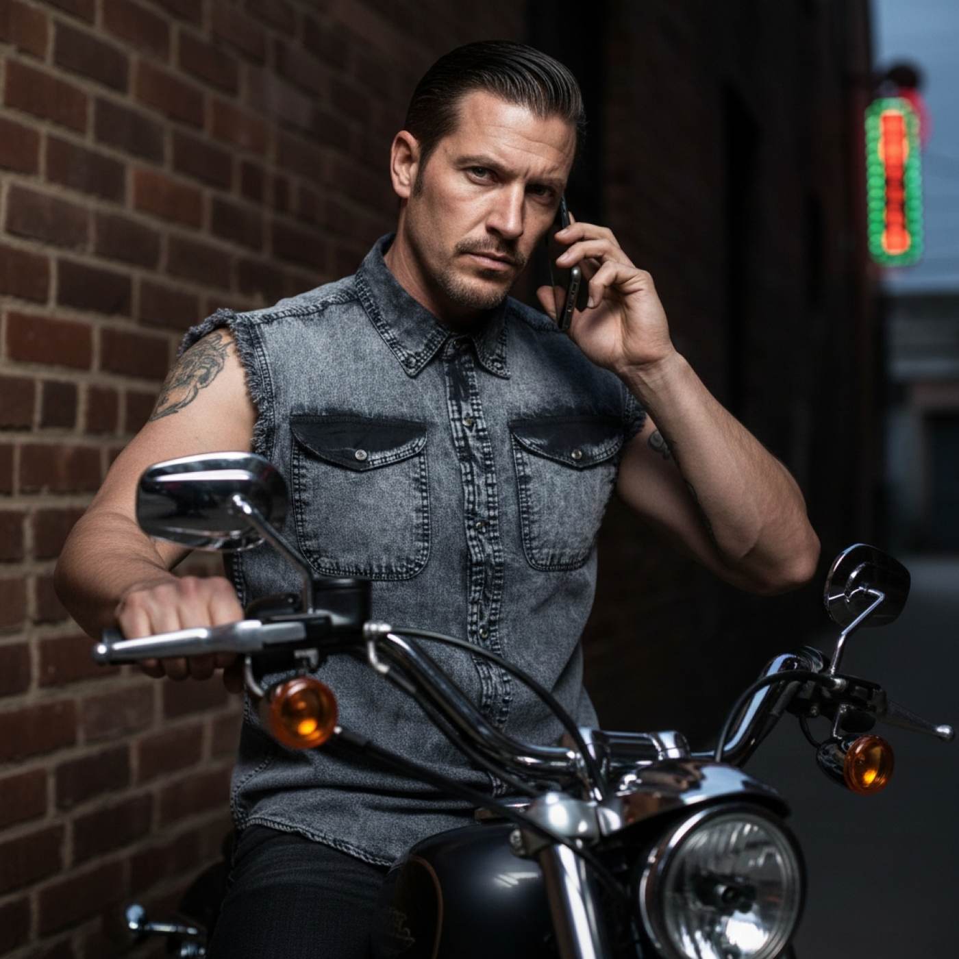 Milwaukee Leather MDM11678 Men’s Classic Grey Button-Down Cut Off Frayed Sleeveless Casual Shirt