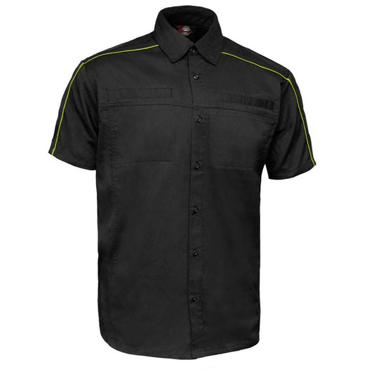 MMCC Men's Slipstream Black/Green Mechanic Work Shirt - 100% Cotton w/ Microfiber Panel - MDM11690
