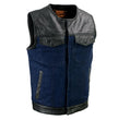 Milwaukee Leather MDM3004 Men's Brute Dual Closure Blue Denim and Black Leather Club Style Vest