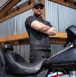 Milwaukee Leather MDM3030 Men’s Black Waxy Coated Denim Club Style Motorcycle Rider Vest w/ Shirt Collar