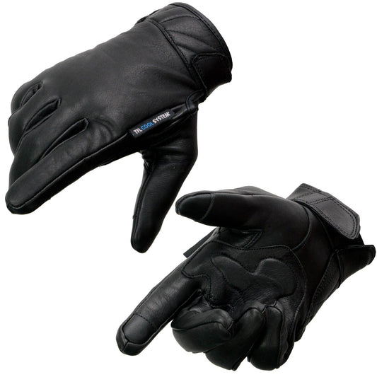 Milwaukee Leather MG7502 Men's Black Leather Gel Palm Motorcycle Gloves w/ i-Touch and Cool-Tec Technology