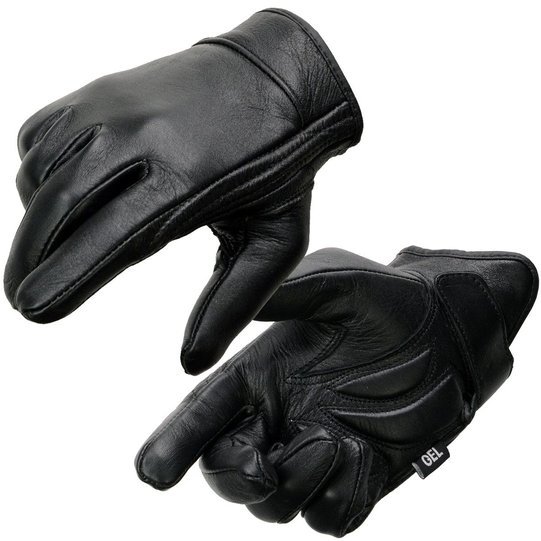Milwaukee Leather MG7522 Men's Black Leather Waterproof Cruiser Motorcycle Hand Gloves W/ Gel Padded Palm