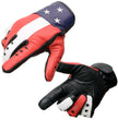 Milwaukee Leather MG7527 Men's Black Leather i-Touch Screen Compatible Motorcycle Hand Gloves w/ Stars and Stripes