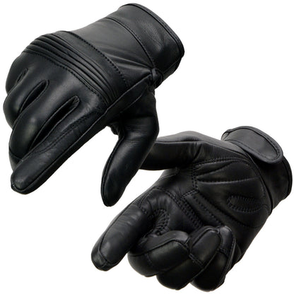 Milwaukee Leather MG7536 Men's Black ‘Cool-Tec’ Leather Gel Palm Motorcycle Hand Gloves W/ Flex Knuckles