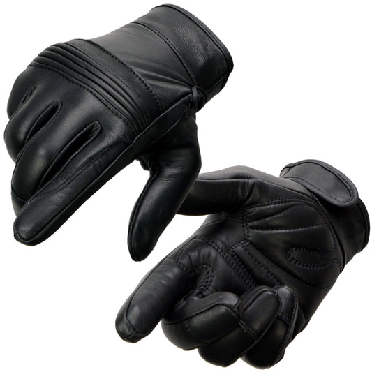 Milwaukee Leather MG7536 Men's Black Leather Gel Palm Motorcycle Gloves w/ Flex Knuckles and Cool-Tec Treatment