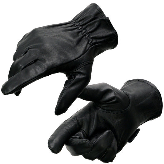 Milwaukee Leather MG7596 Men's Black Leather Motorcycle Rider Unlined Gloves w/ Cool-Tec Leather Treatement